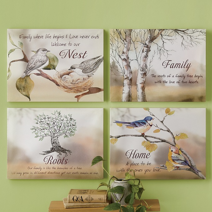 Set of 4 Sentiment Nature Canvases, , large