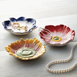 Set of 3 Floral Trinket Trays, , large