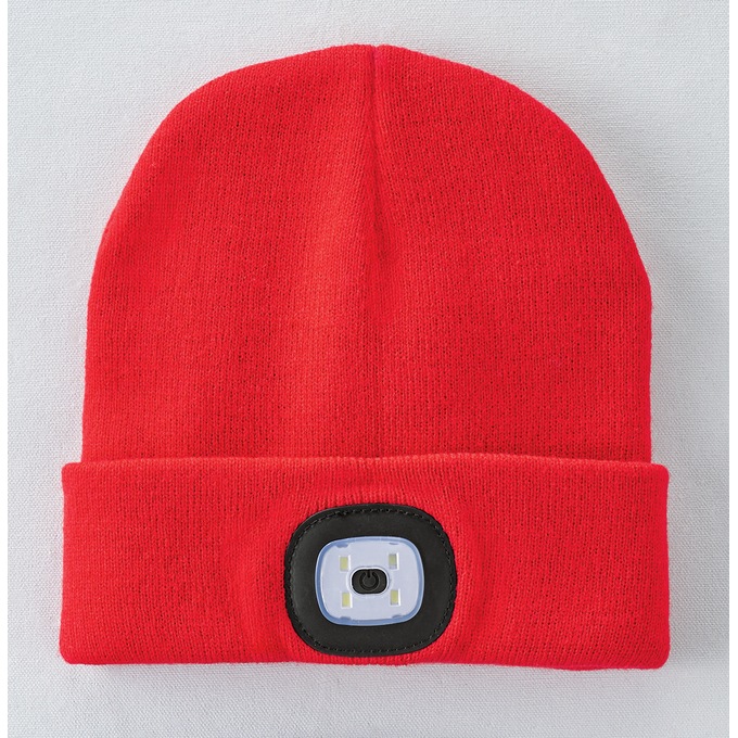 Night Scout LED Beanie, Red, large