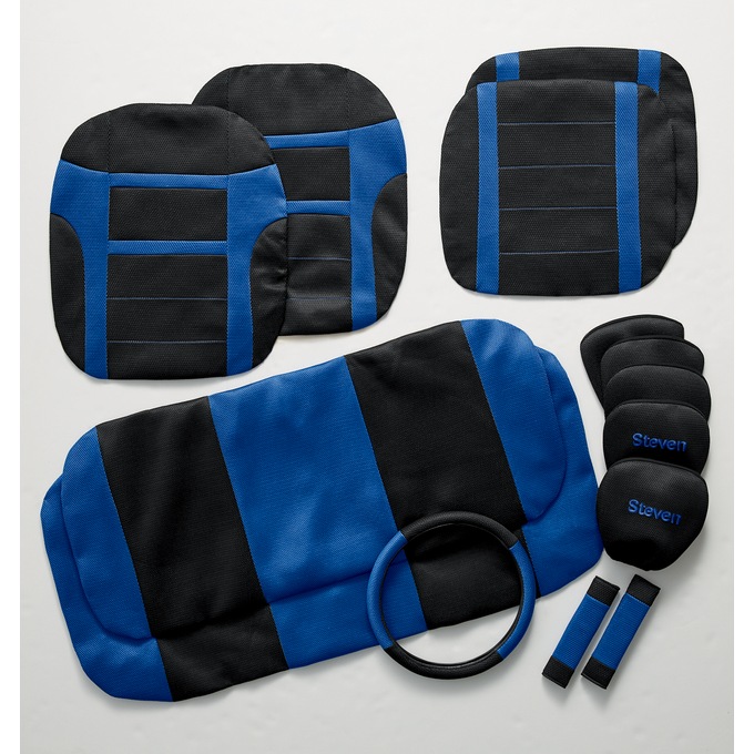 14-Piece Seat Cover Kit, Blue, large