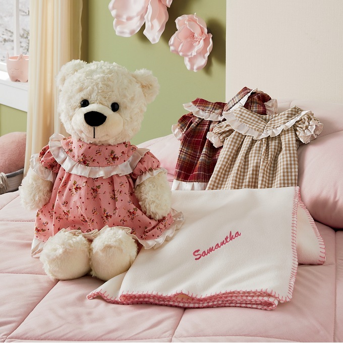Plush Bear with Dresses and Blanket, , large