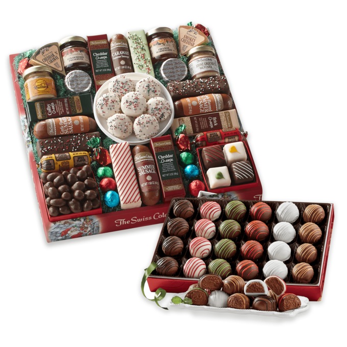 27 Favorites & 24 Liqueur Truffles Christmas Food Gift Bundle by The Swiss Colony, , large