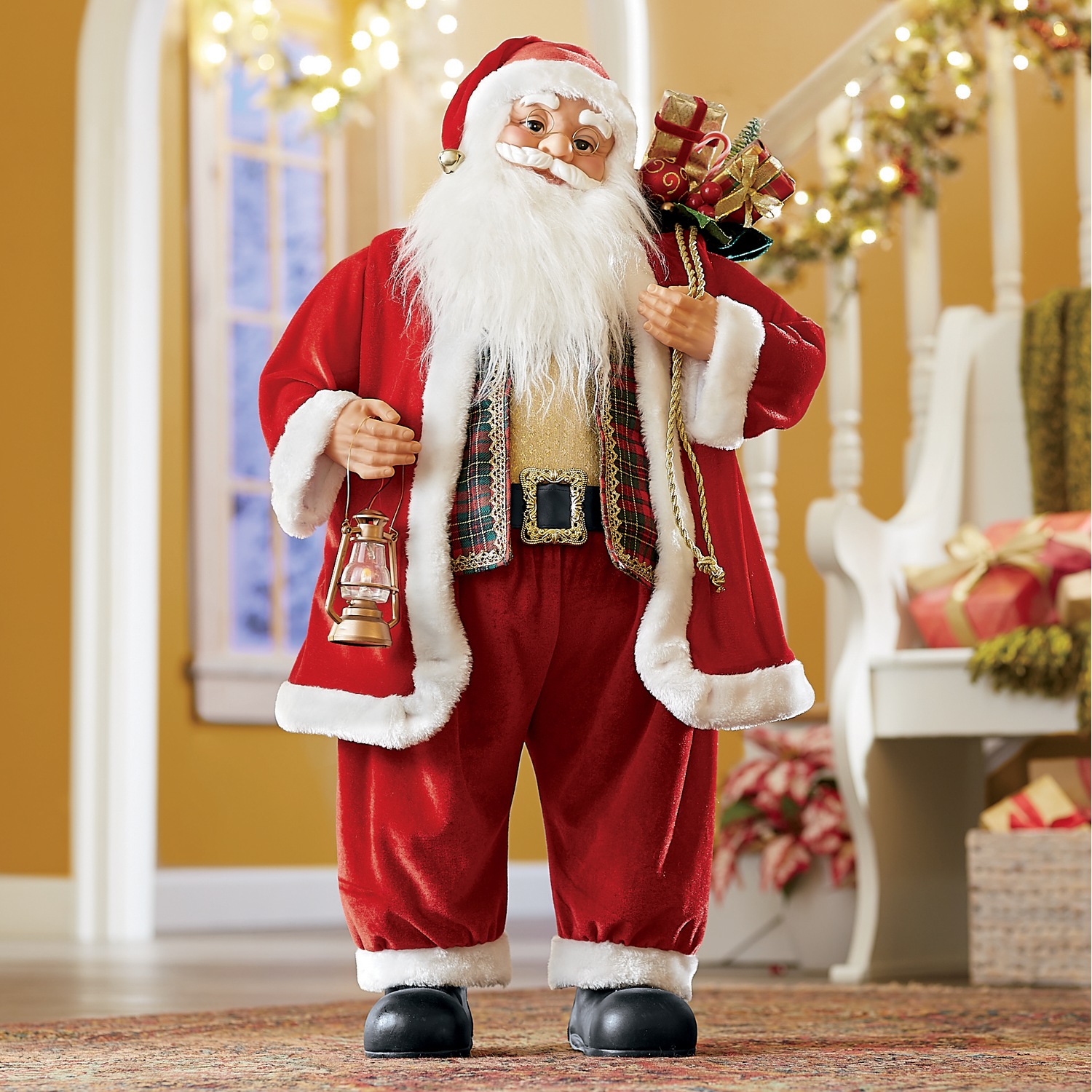Animated Santa with Gift Bag and Lantern | Swiss Colony