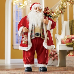 Animated Santa with Gift Bag and Lantern, , large
