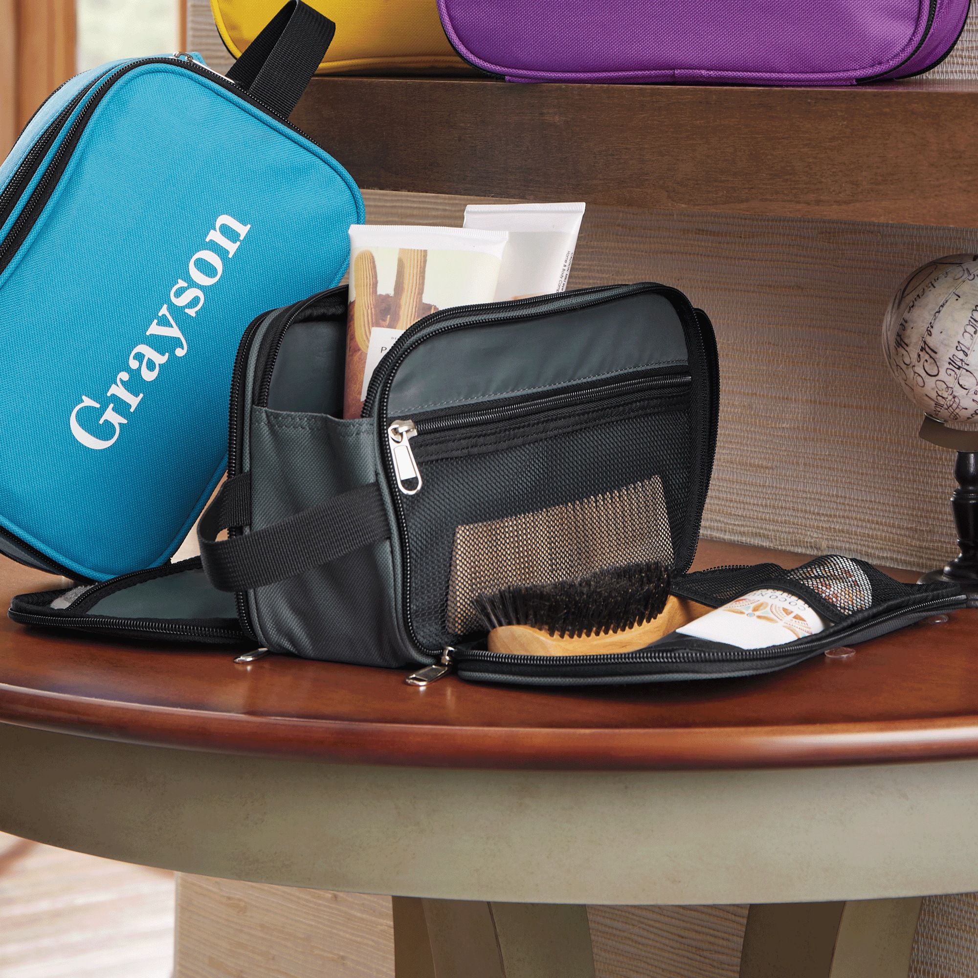 Montgomery Ward Personalized Toiletry Organizer, Graphite, large