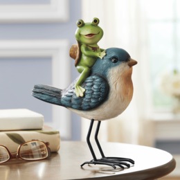 Frog on Bird Figurine, , large
