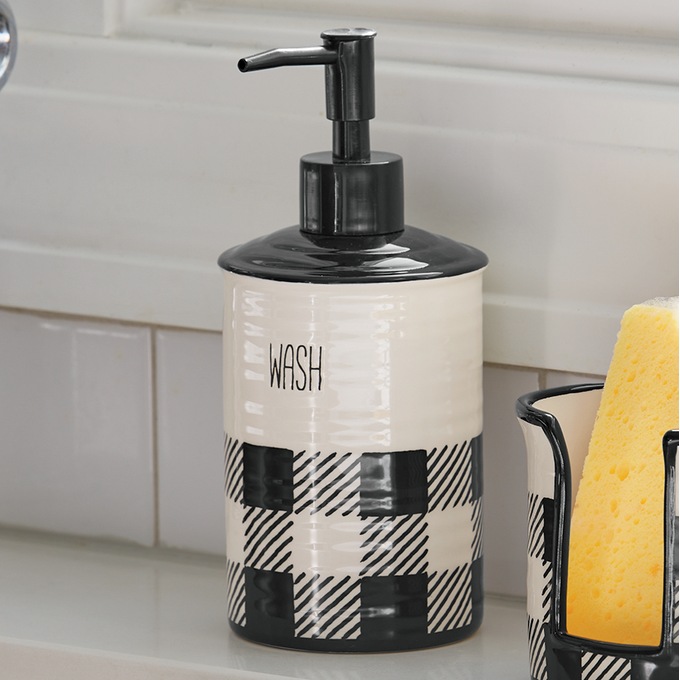 Buffalo Check Soap Pump, Black, large