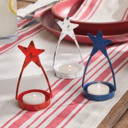Set of 3 Outdoor Americana Tealight Holders, , large