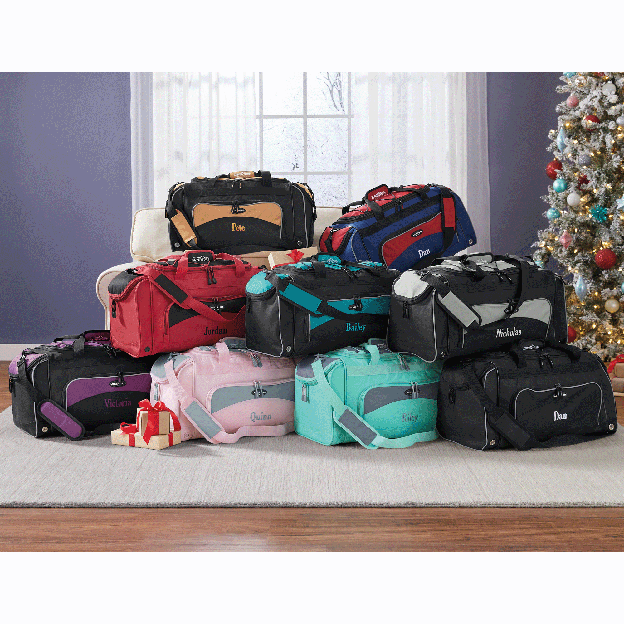 Personalized Duffel Bag with Shoe Pocket and Lockable Zips, , large