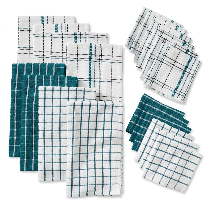 Color Connection 20-piece Kitchen Towel Set, Deep Teal, large
