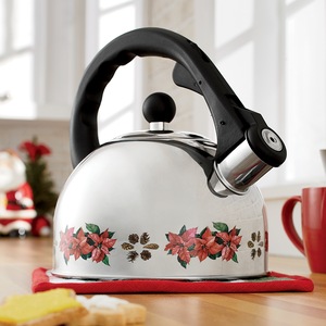 Poinsettia 2-Quart Tea Kettle, , large
