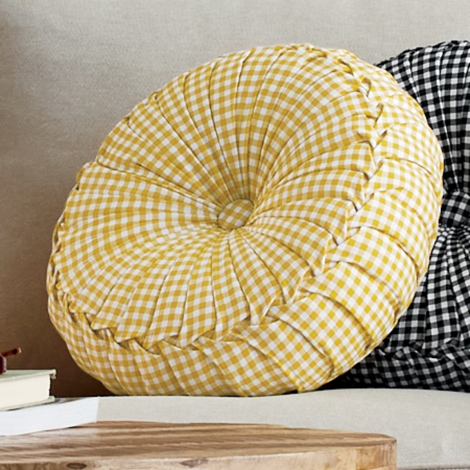 Round Gingham Pillow, , large