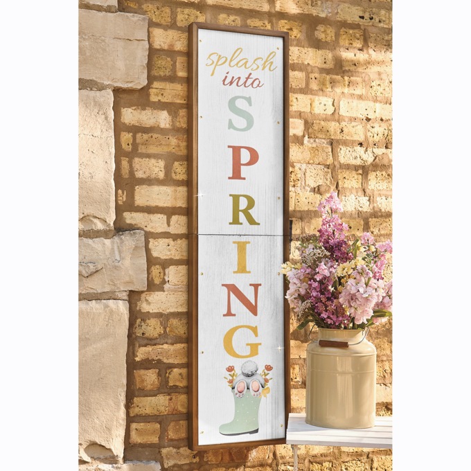 Lit Splash into Spring Porch Sign, , large