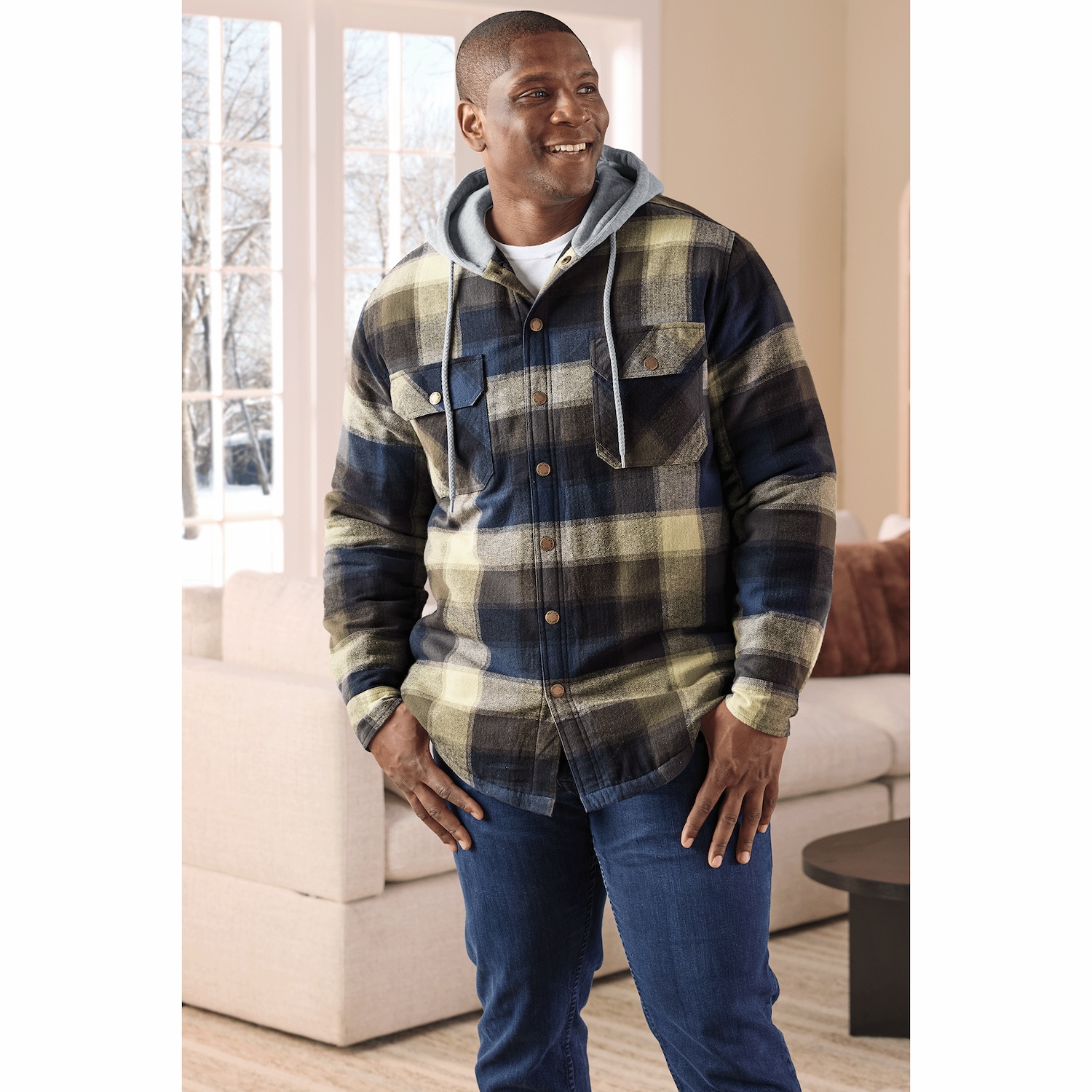 Quilt-Lined Flannel Hoodie | Swiss Colony
