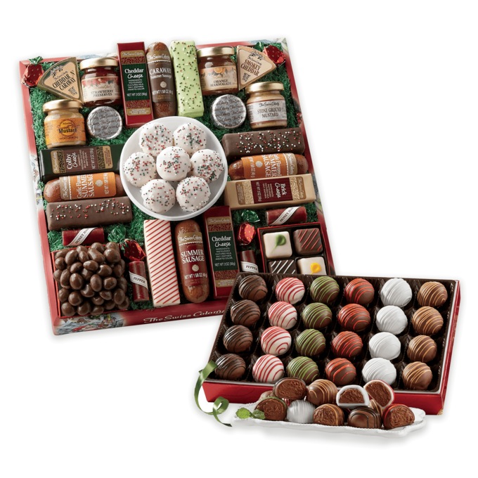 27 Favorites & 24 Liqueur Truffles Christmas Food Gift Bundle by The Swiss Colony, , large