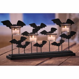 Flying Bats Metal Votive Centerpiece with 4 Glass Holders, , large