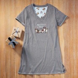 Pawsitively Spoiled Women&rsquo;s Embroidered Nightshirt for Dog Lovers, , large