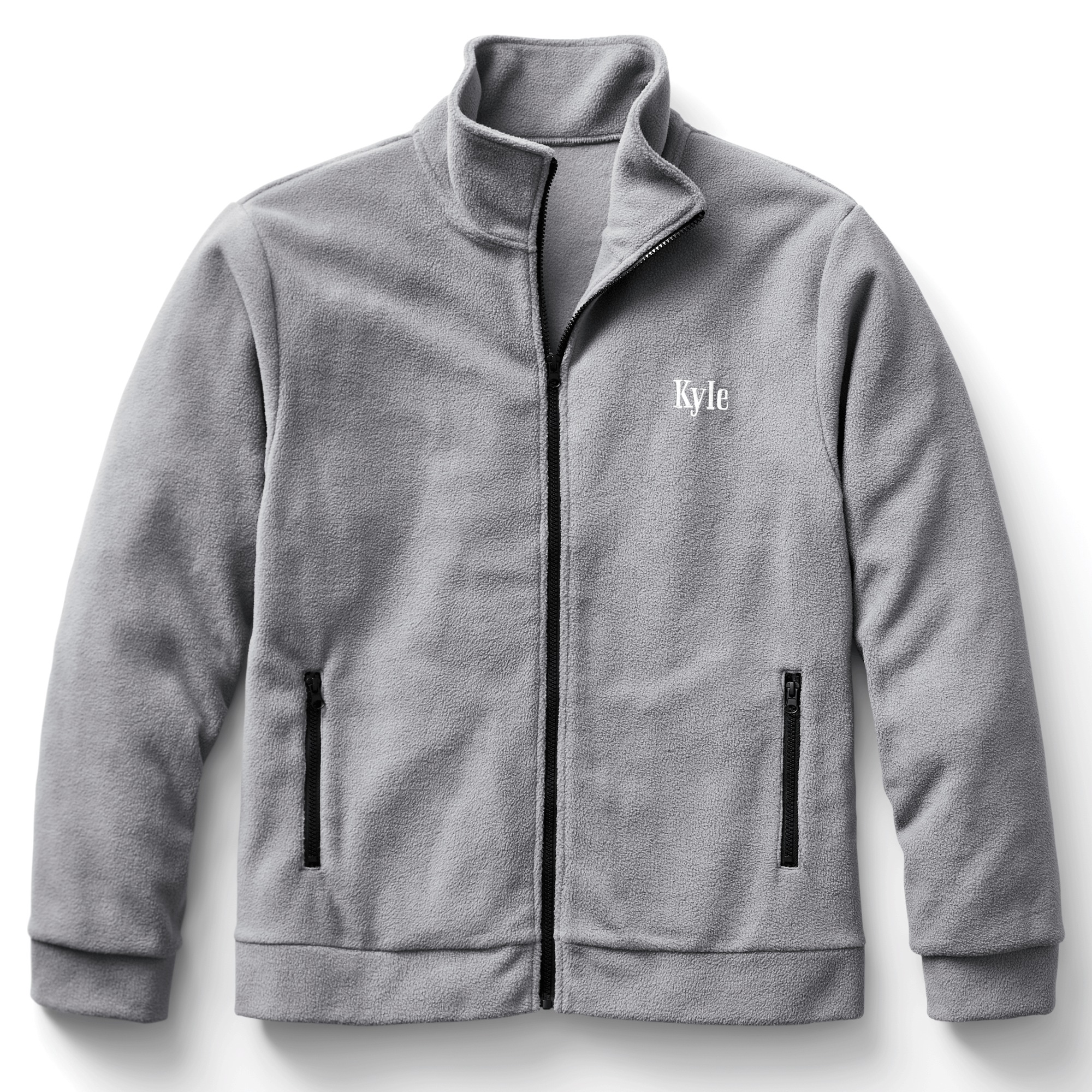 Personalized Men's Fleece Jacket with Front Zipper and Embroidered