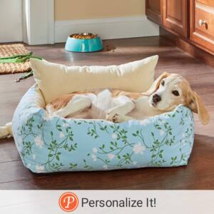 Medium Flower Print Pet Bed, , large