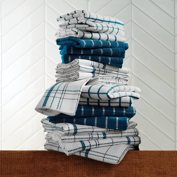 Color Connection 20-piece Kitchen Towel Set, Island Blue, large