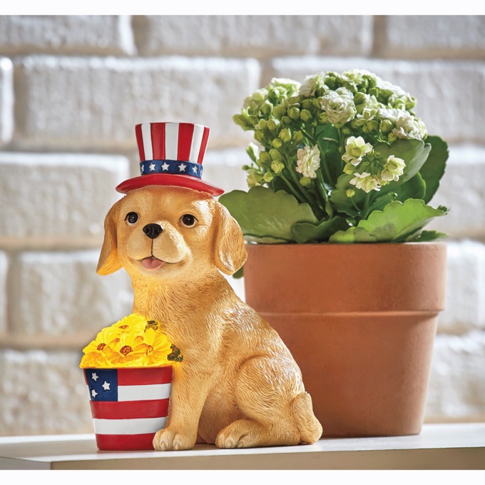 Patriotic Puppy with Lit Flowers, , large