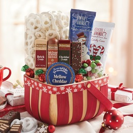 Red &amp; White Snowflake Basket, , large