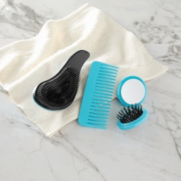 3-Piece Comb, Brush &amp; Mirror Set, , large