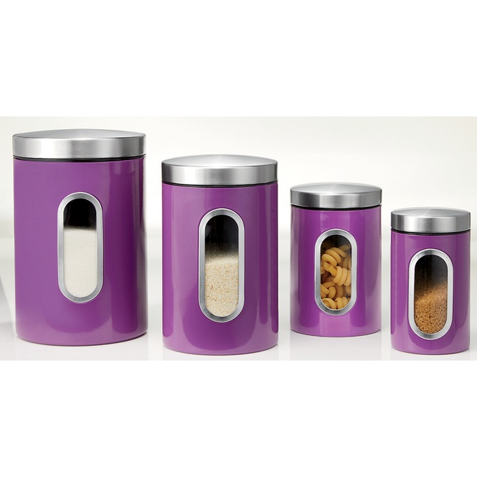 4-Piece Window Canister Set, Purple Punch, large