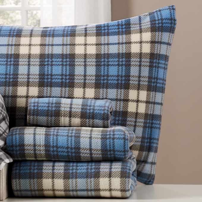 Plaid Microfleece Sheet Set, , large
