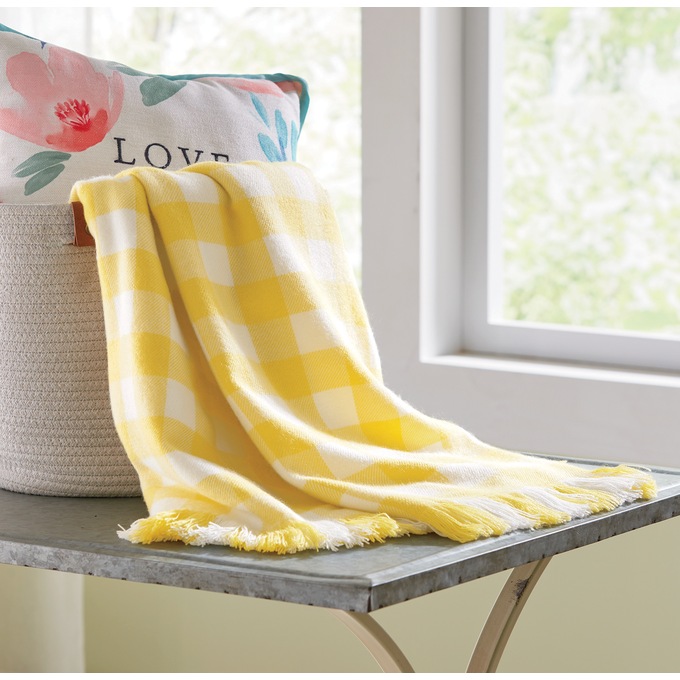 Plaid Fringed Throw, , large