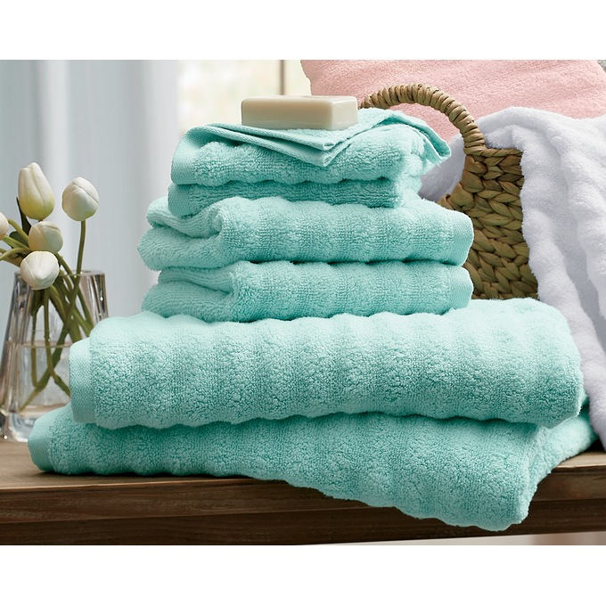 Spa Zero Twist 6-Piece Towel Set, Aqua, large