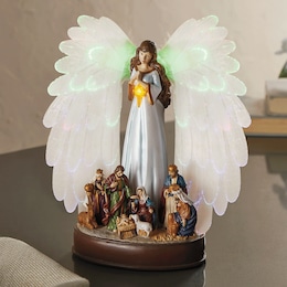 Lit Angel with Holy Family, , large