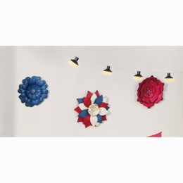 Set of 3 Metal Americana Flowers, , large