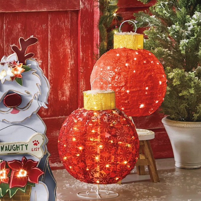 Lit Pop-Up Christmas Ornament Décor, Red, large