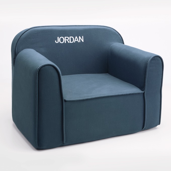 Personalized Kids&rsquo; Lightweight Foam Chair with Washable Cover and Carry Handle, Indigo Blue, large
