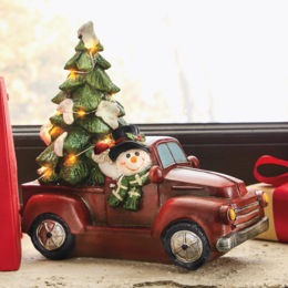 Snowman Figurine Delivering Christmas Tree, , large