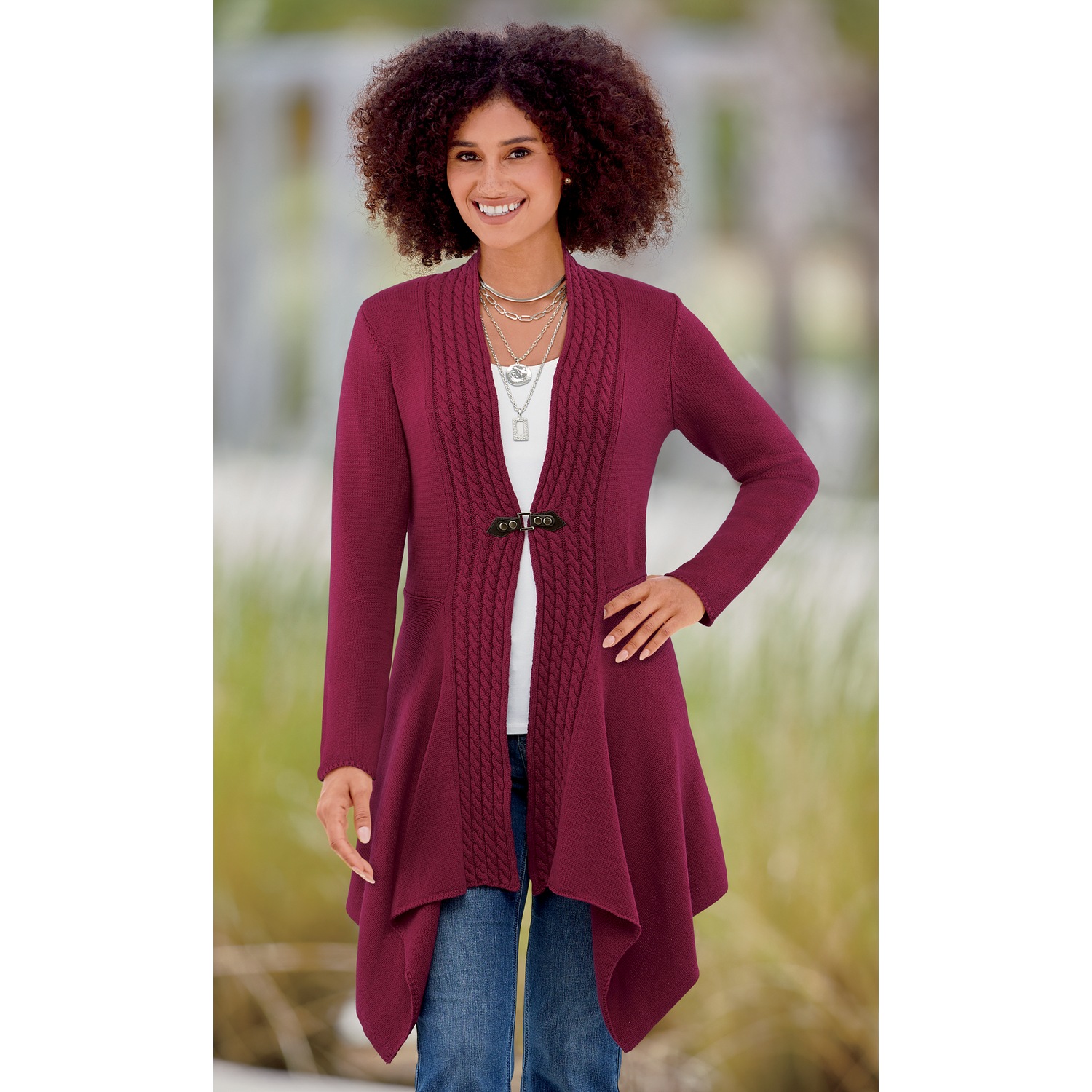 Cable Buckle Cardigan Swiss Colony