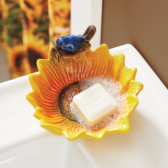 Bird Sunflower Soap Dish, , large