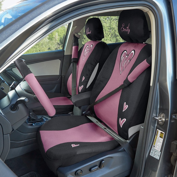 14-Piece Seat Cover Kit, Pink, large