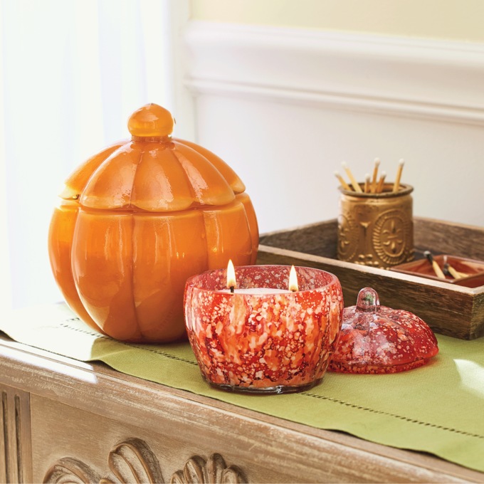 Set of 2 Harvest Glass Candles, , large