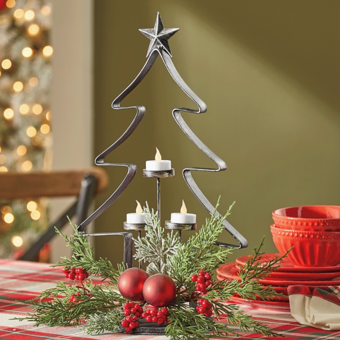 Metal Tree-Shaped Candle Holder, , large