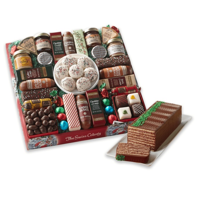 27 Favorites & Chocolate Dobosh Torte Christmas Food Gift Bundle by The Swiss Colony, , large
