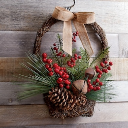 Bell and Pinecone Hanging Basket, , large