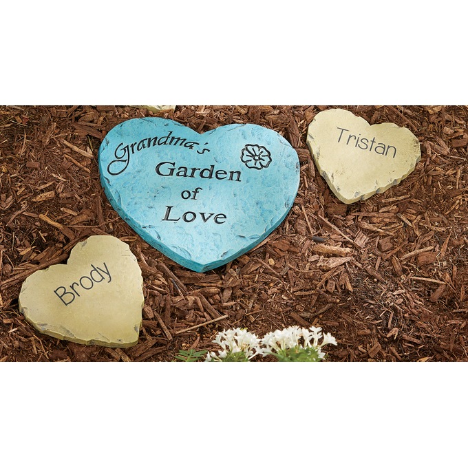 Personalized Mom/Grandma Garden Stone with 2 Child/Grandchild Stones - Buy Both and Save, , large