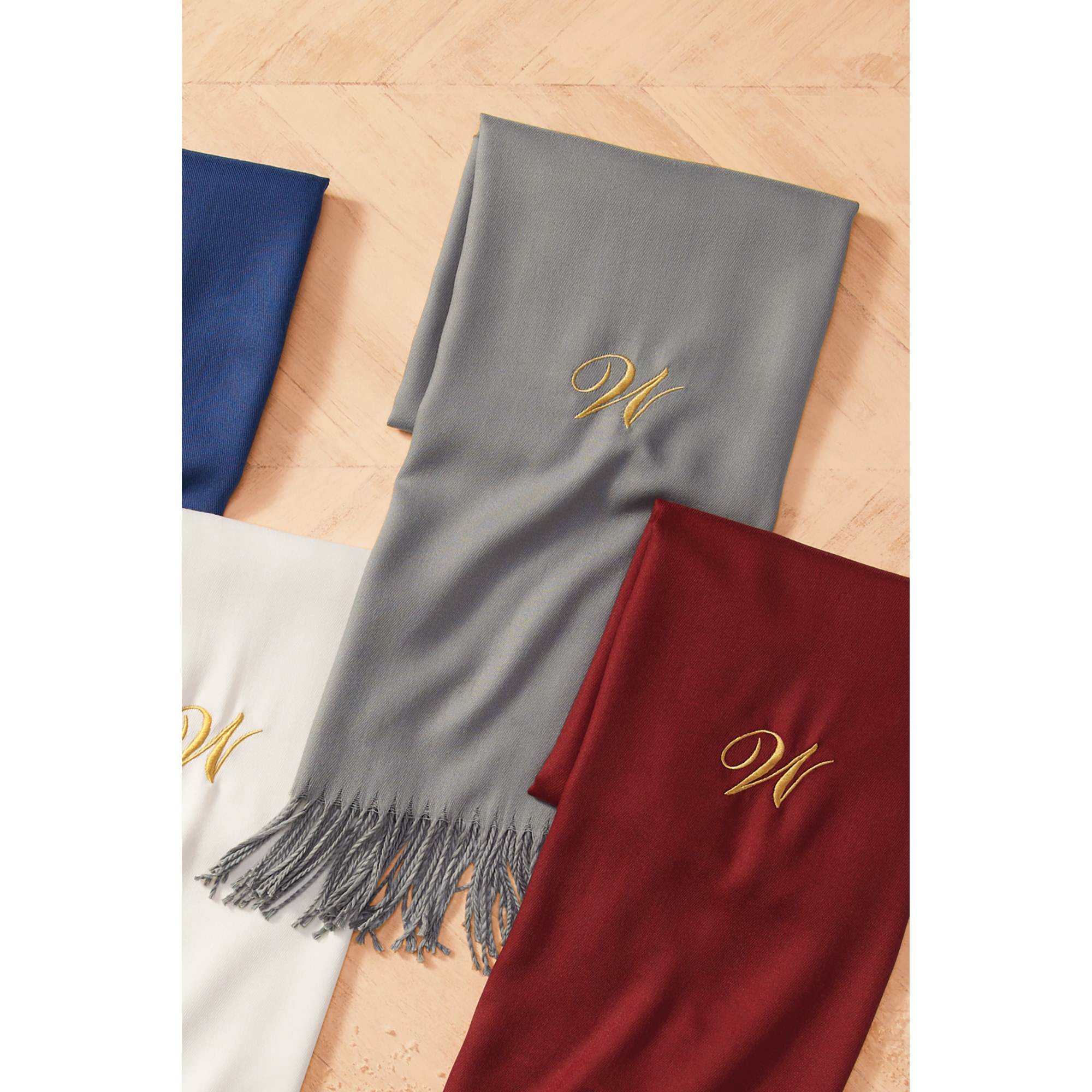 Personalized Fringe Scarf, Gray, large