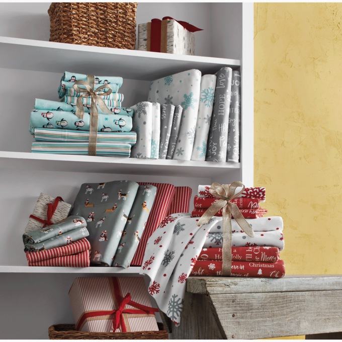 Holiday Print 2-Pack Flannel Sheet Set, , large