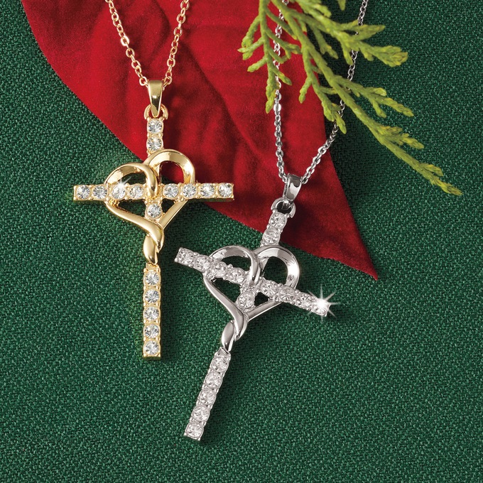 Crystal Heart-Cross Pendant, , large