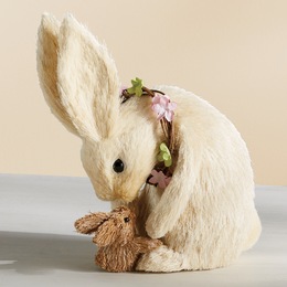 Sisal Bunny with Baby Bunny, , large