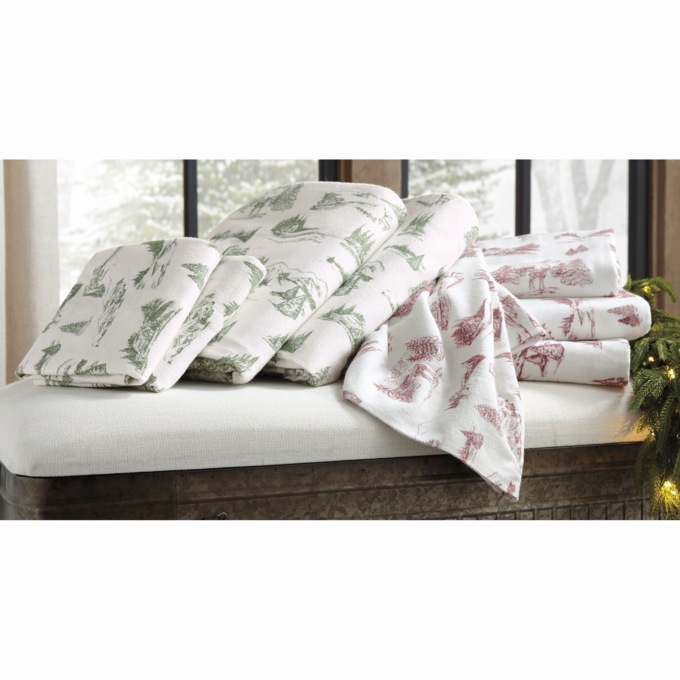 Christmas Toile Flannel Sheet Set, , large