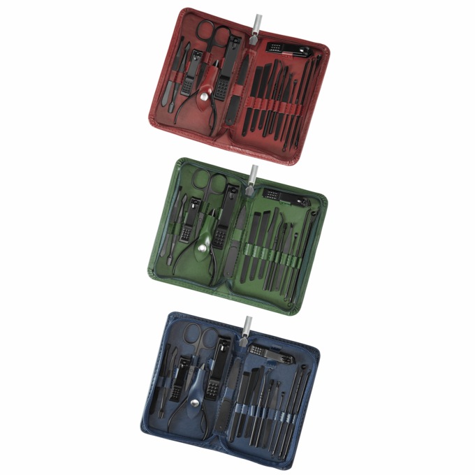 18-Piece Faux-Leather Grooming Kit, Forest Green, large